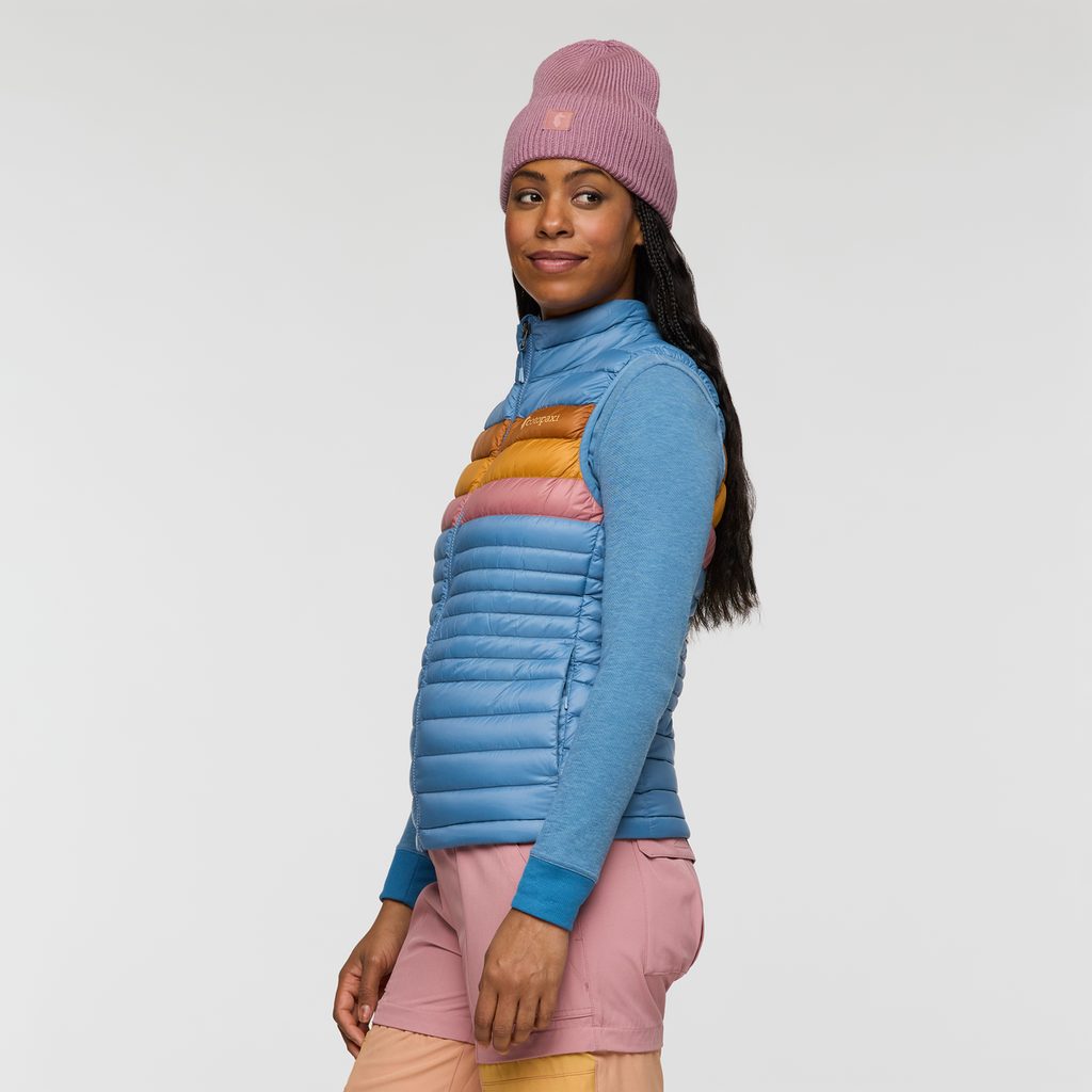 Fuego Down Vest - Women's, Fjord Stripes, Model Charlie
