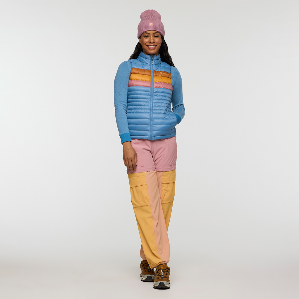 Fuego Down Vest - Women's, Fjord Stripes, Model Charlie