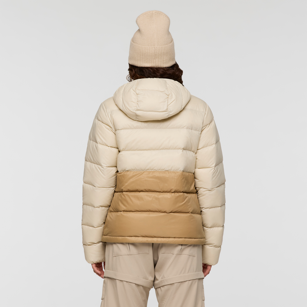 Fuego Max Down Hooded Jacket - Women's, Cream/Khaki, Model Avery