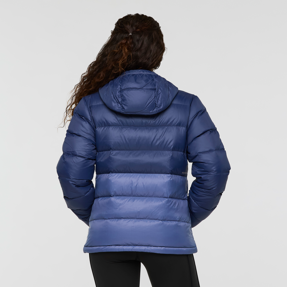 Fuego Max Down Hooded Jacket - Women's, Dusk/Blue Smoke, Model Avery