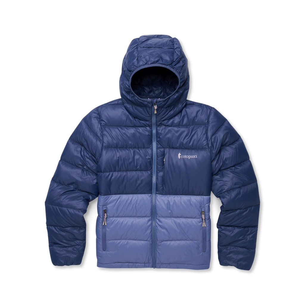 Fuego Max Down Hooded Jacket - Women's, Dusk/Blue Smoke, flatlay