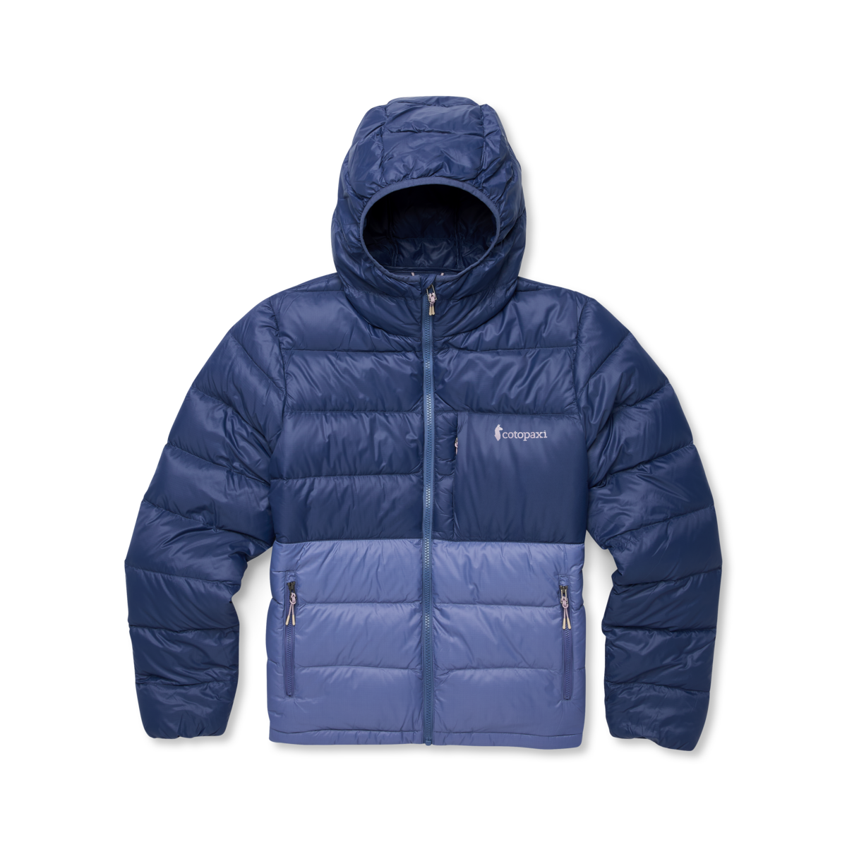 Fuego Max Down Hooded Jacket - Women's, Dusk/Blue Smoke, flatlay