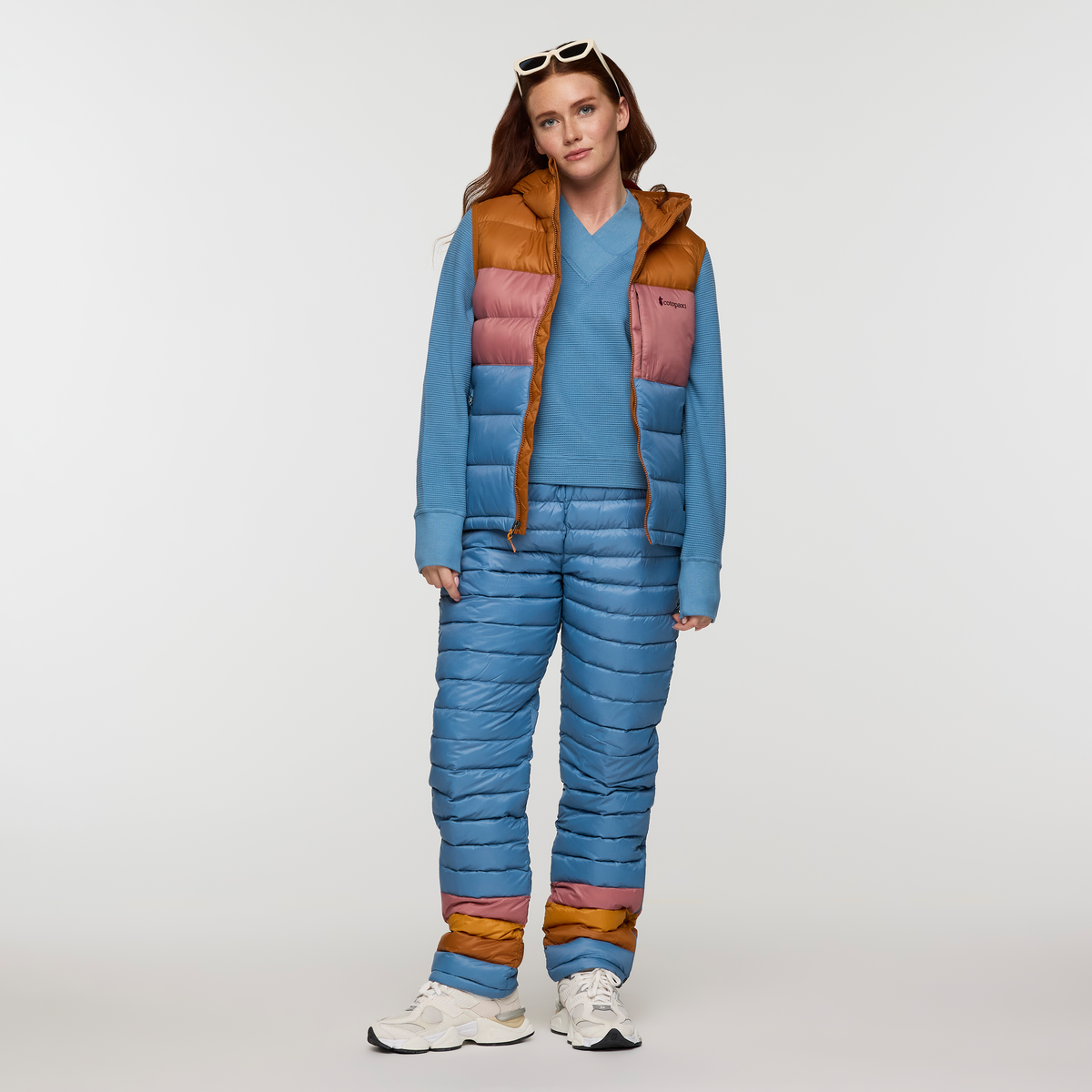 Fuego Max Down Vest - Women's, Sienna/Fjord, Model Caitlyn