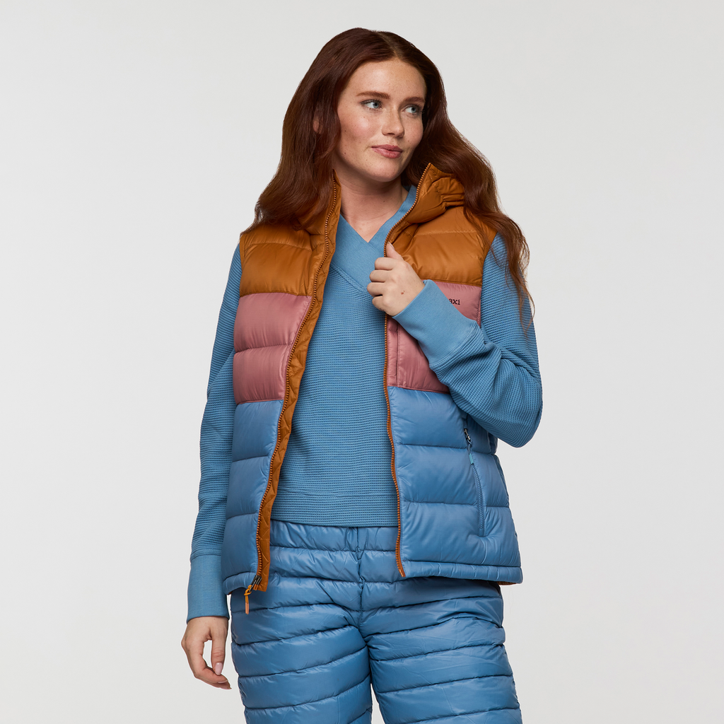 Fuego Max Down Vest - Women's, Sienna/Fjord, Model Caitlyn