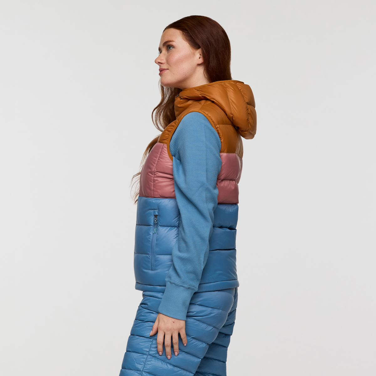 Fuego Max Down Vest - Women's, Sienna/Fjord, Model Caitlyn