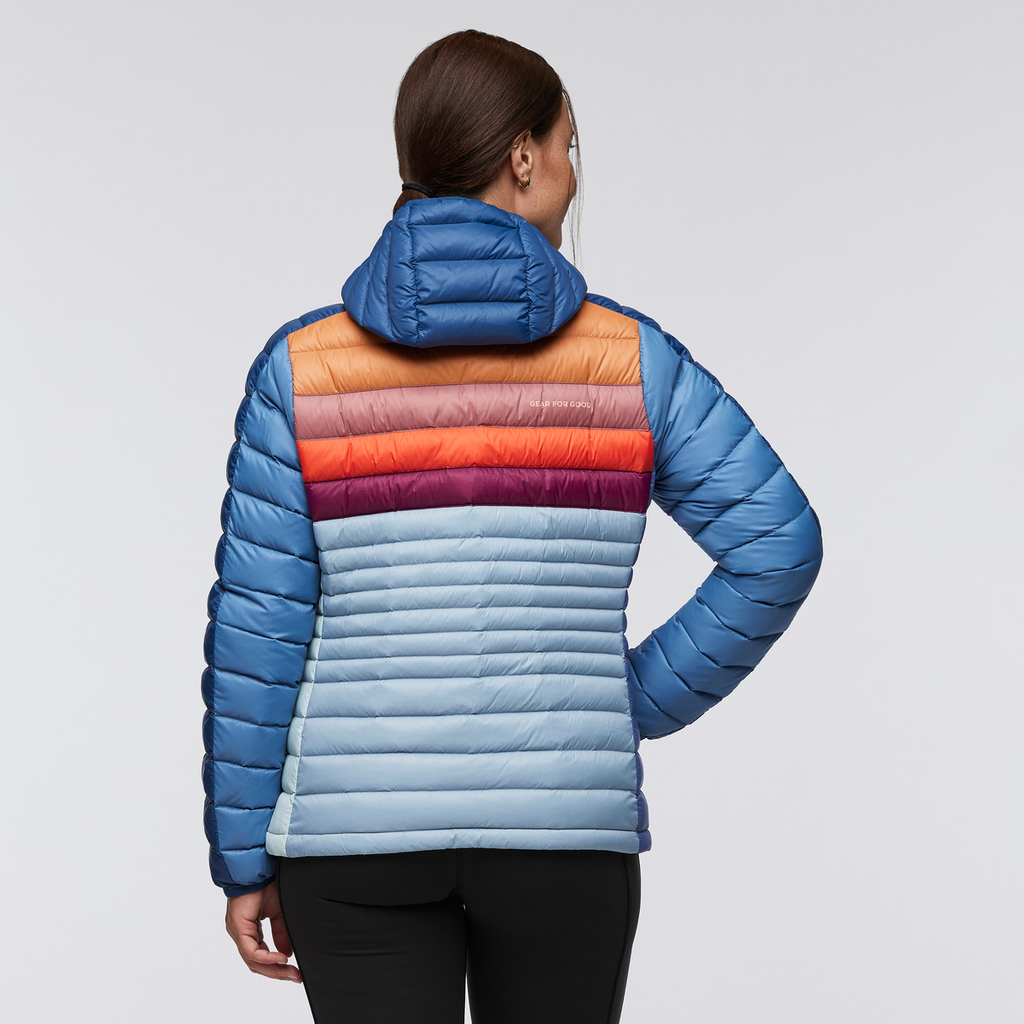 Funky Fuego Down Hooded Jacket - Women's, Deep Sea Combo, Model Aya