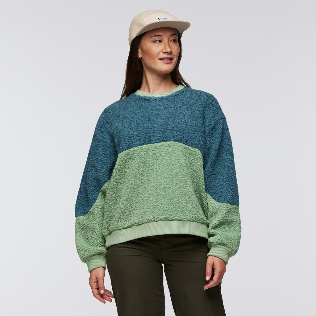 High Pile Fleece Crew - Women's, Drizzle/Aspen, Model Aya