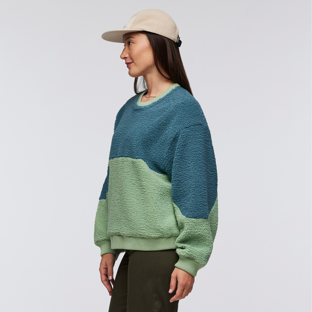 High Pile Fleece Crew - Women's, Drizzle/Aspen, Model Aya