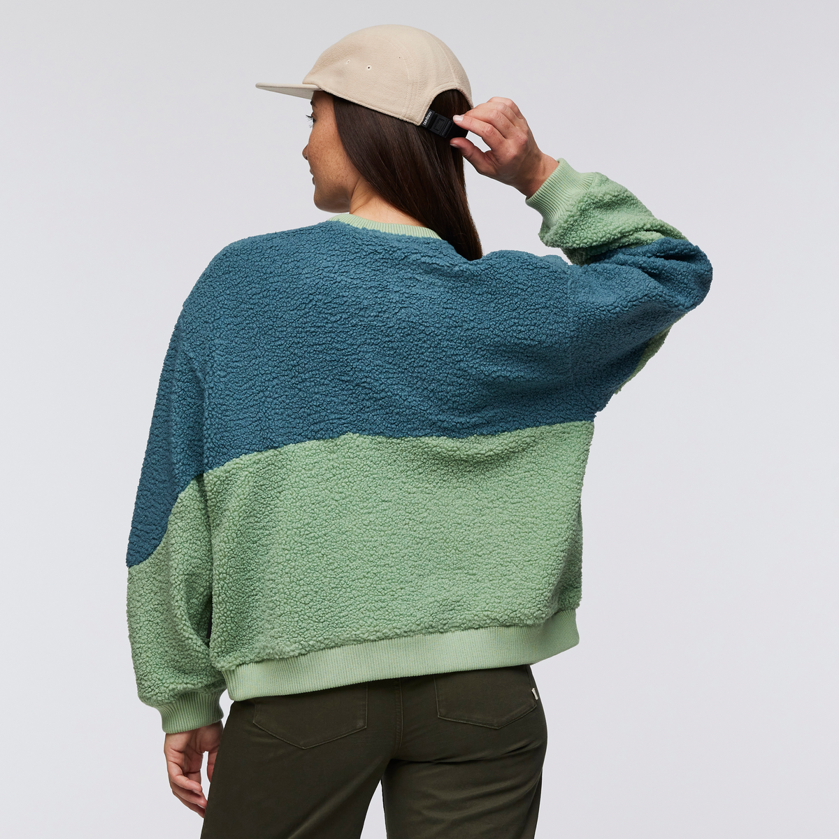 High Pile Fleece Crew - Women's, Drizzle/Aspen, Model Aya