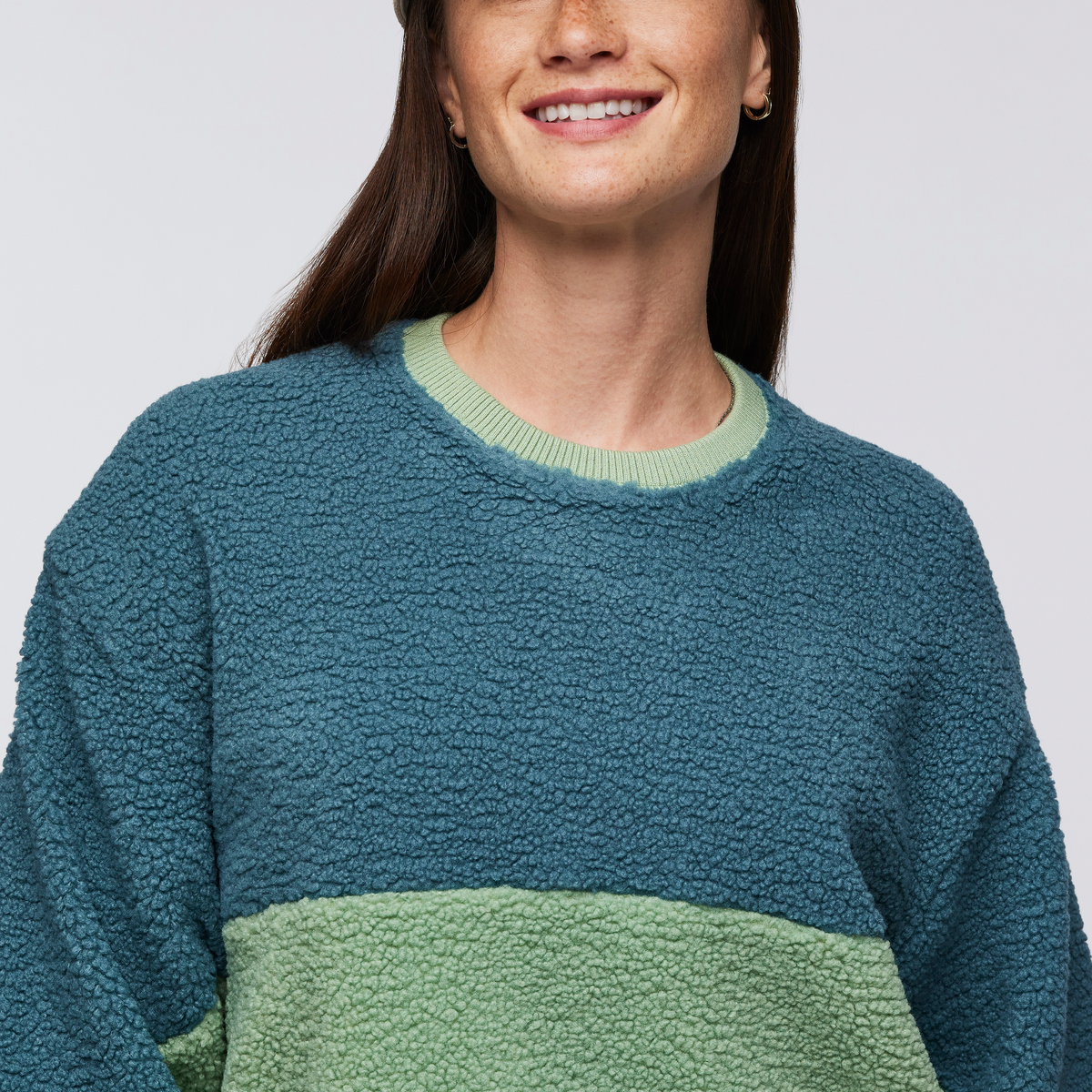 High Pile Fleece Crew - Women's, Drizzle/Aspen, Model Aya
