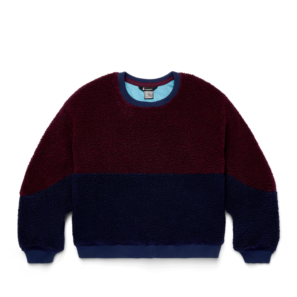 High Pile Fleece Crew - Women's, Wine/Maritime, Detail