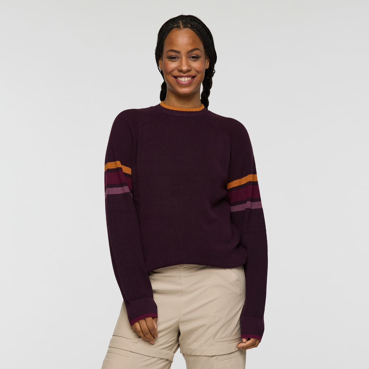 Libre Waffle Crew Sweater - Women's, Blackberry, Model Charlie