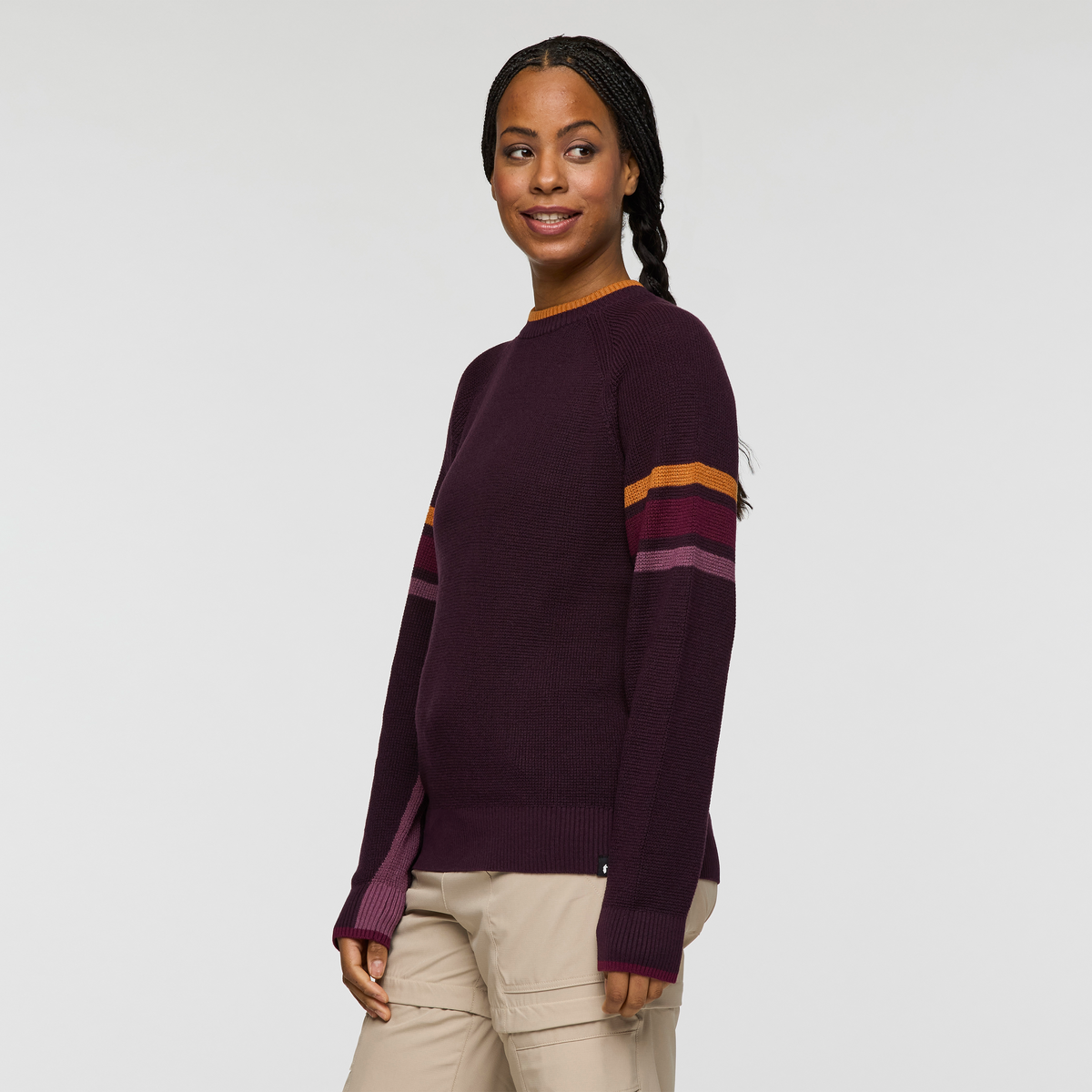Libre Waffle Crew Sweater - Women's, Blackberry, Model Charlie