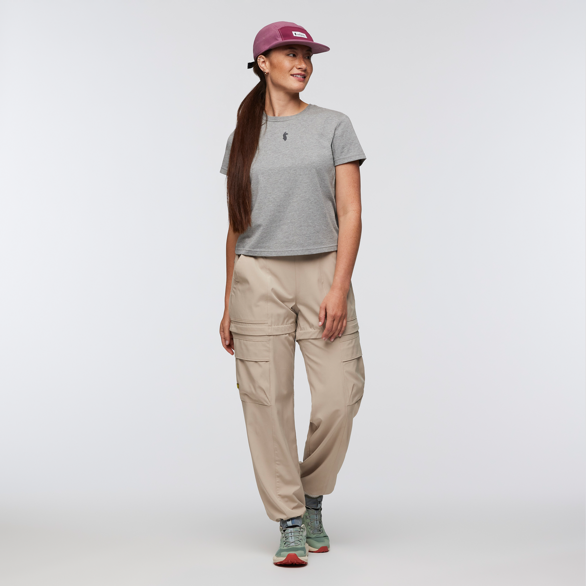 Llama Icon T-Shirt - Women's, Heather Grey, Model Aya