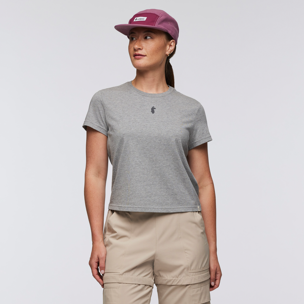 Llama Icon T-Shirt - Women's, Heather Grey, Model Aya