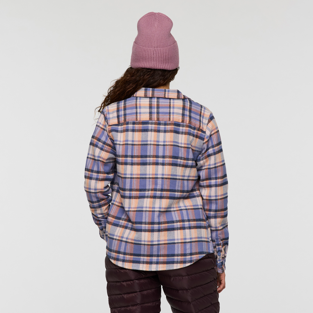 Mero Organic Flannel Shirt - Women's, Blue Smoke/Quartz Plaid, Model Avery