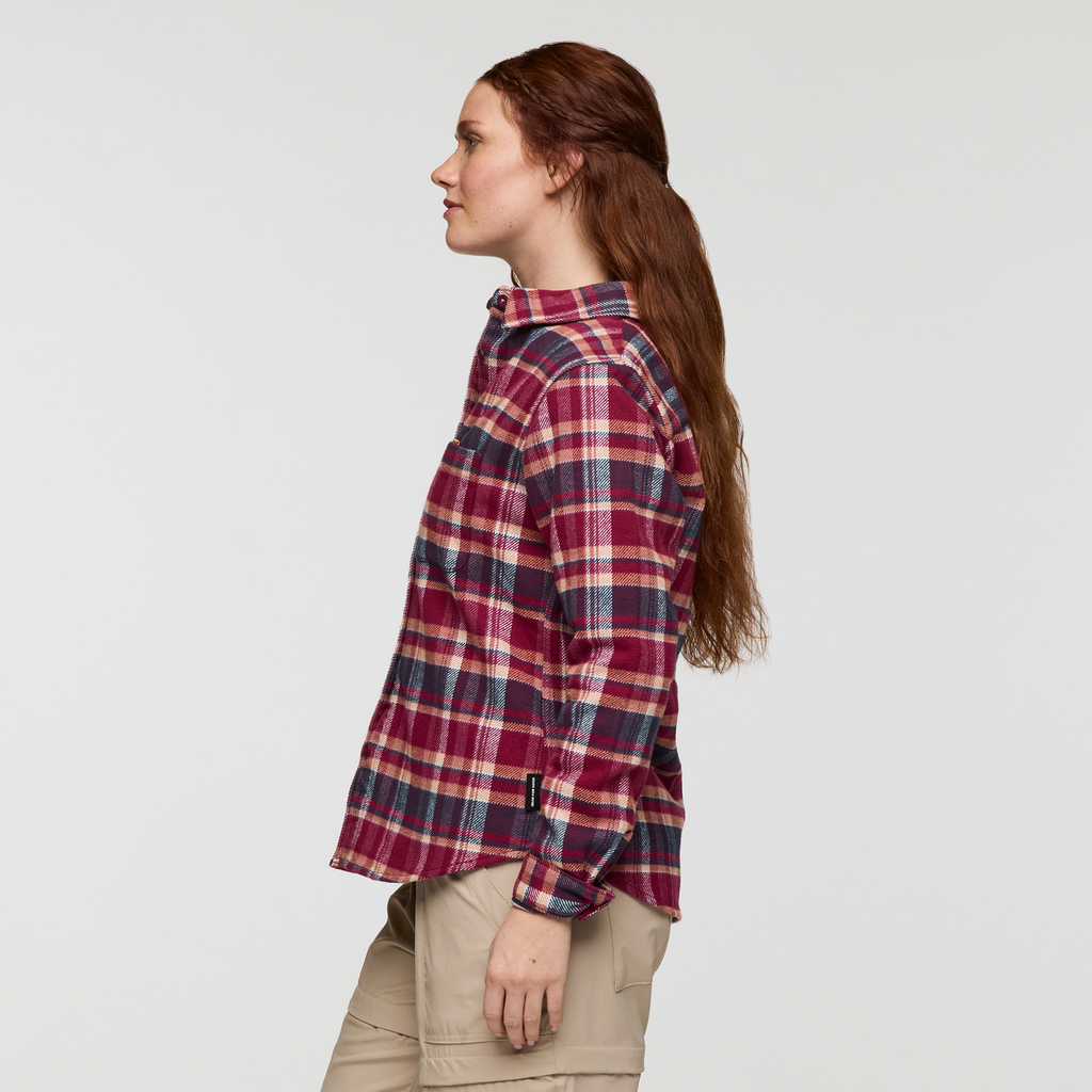 Mero Organic Flannel Shirt - Women's, Jam/Iceberg Plaid, Model Caitlyn