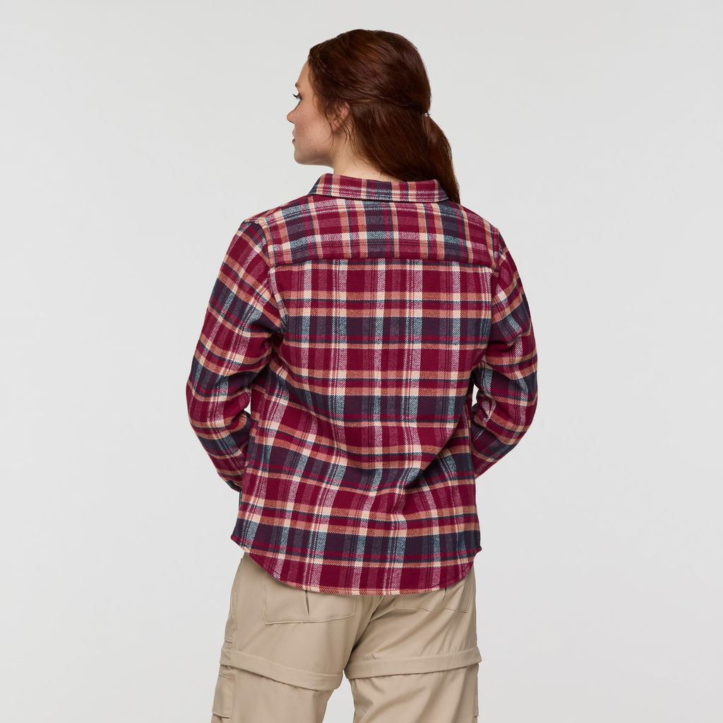 Mero Organic Flannel Shirt - Women's, Jam/Iceberg Plaid, Model Caitlyn