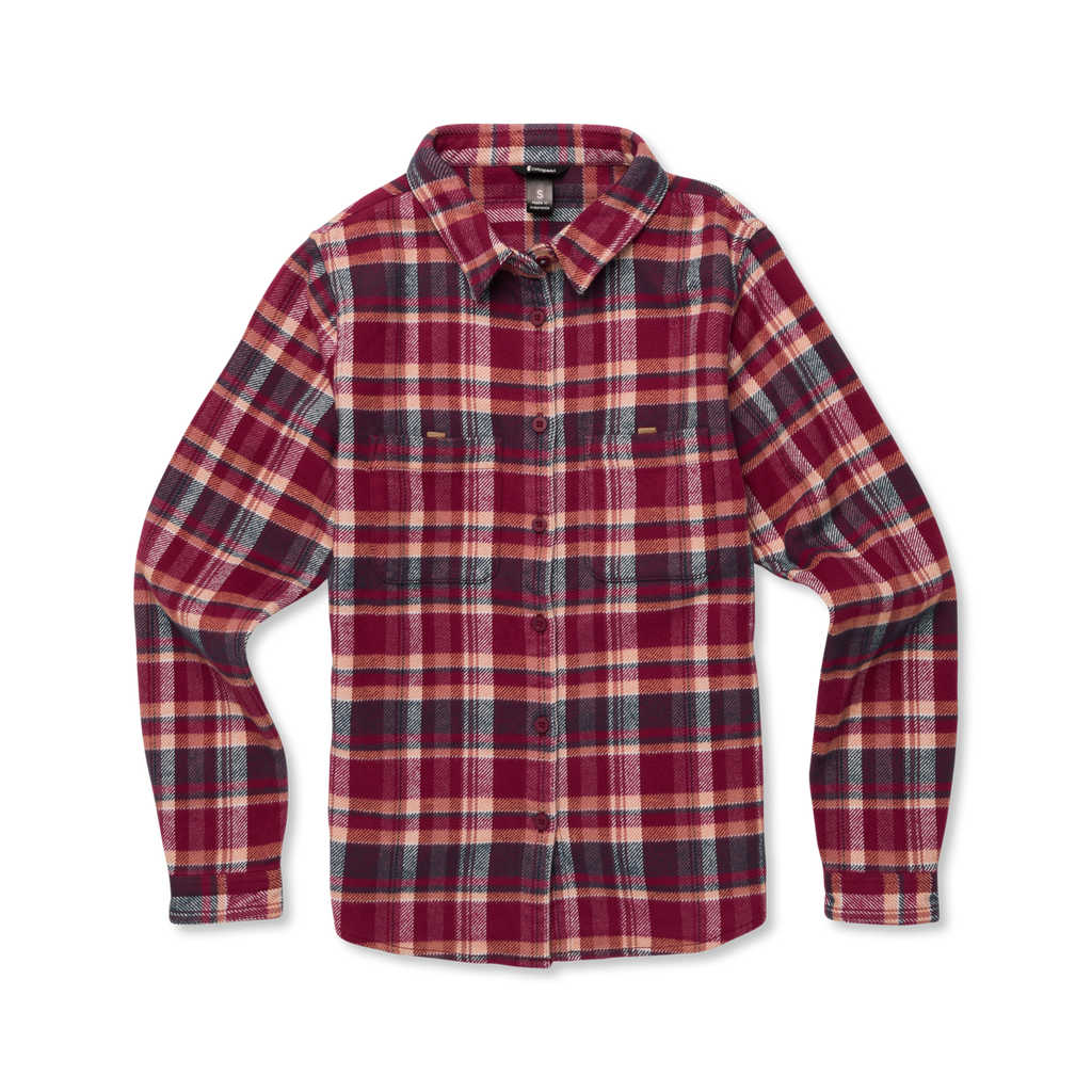Mero Organic Flannel Shirt - Women's, Jam/Iceberg Plaid, Model Caitlyn