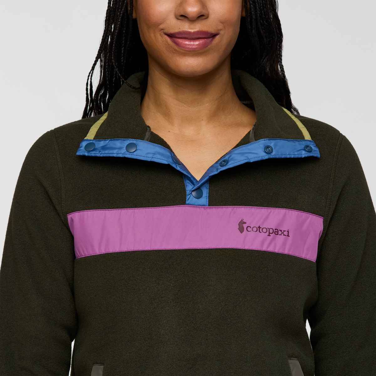 Teca Fleece Pullover - Women's, Deep Dark Woods, Model Charlie