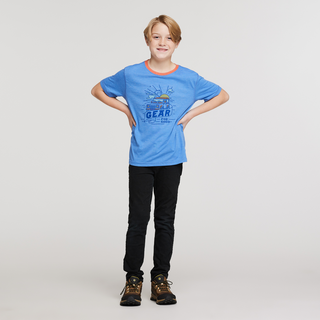Are We There Yet Organic T-Shirt - Kids', Lupine, Model Dax