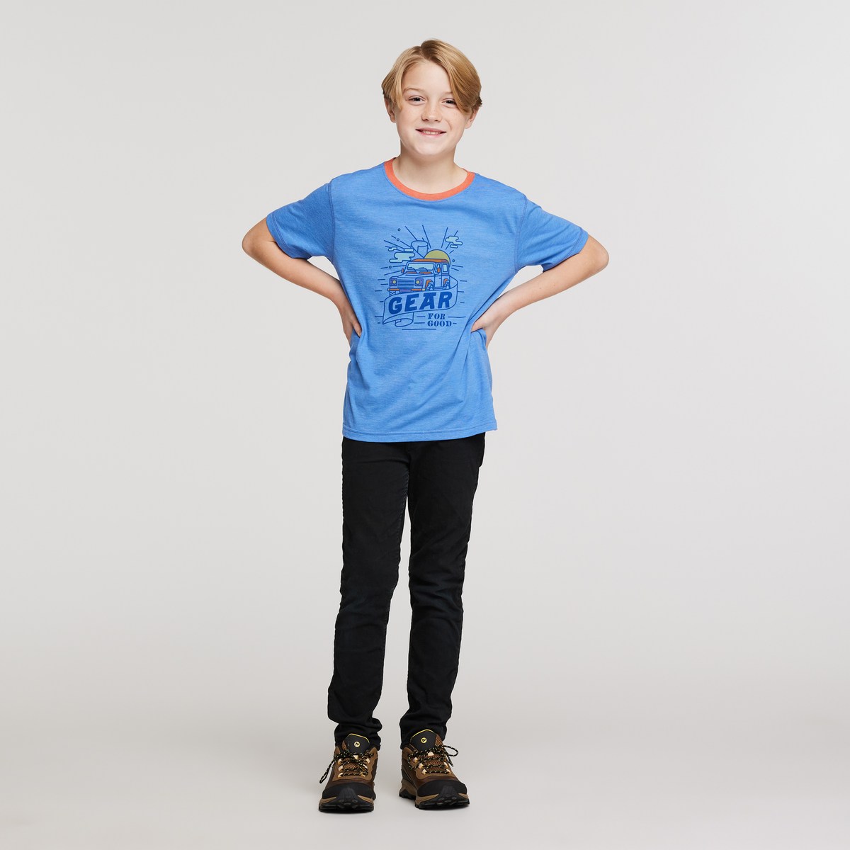 Are We There Yet Organic T-Shirt - Kids', Lupine, Model Dax
