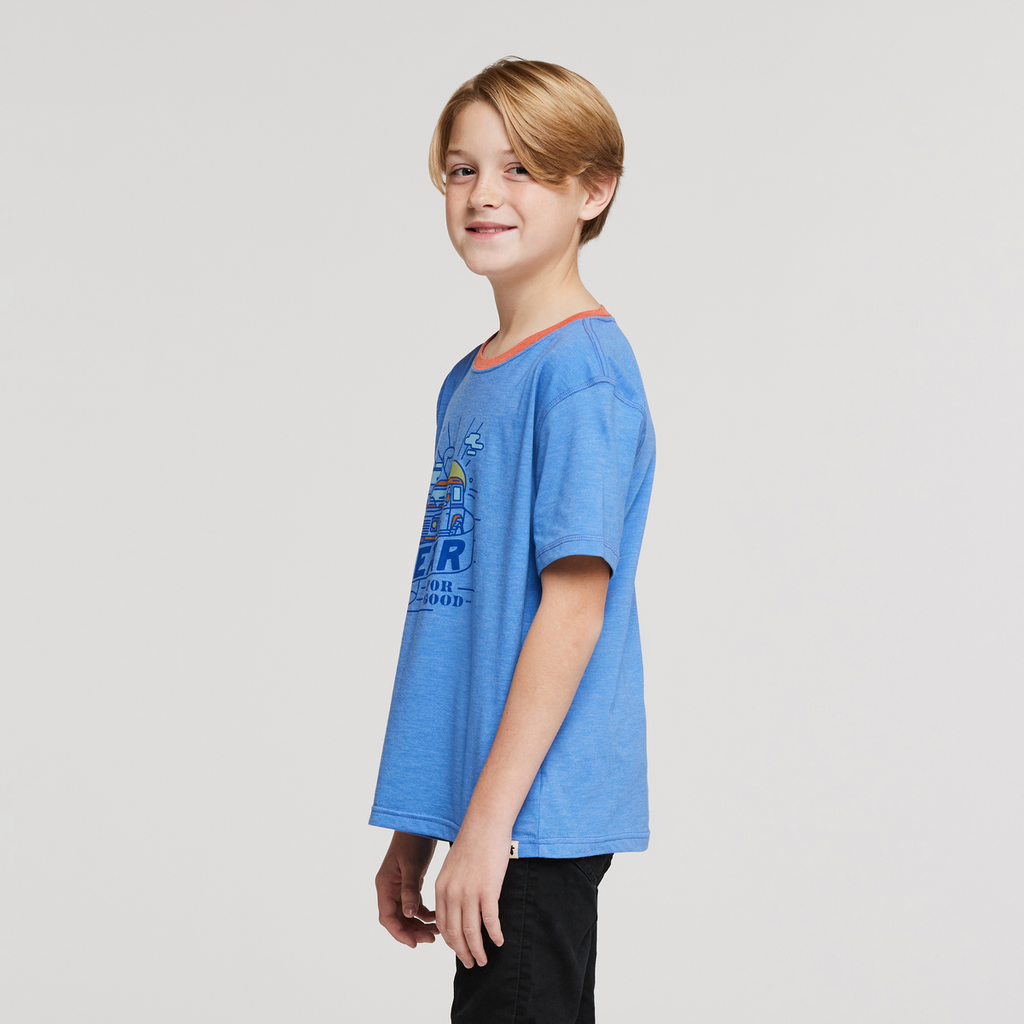 Are We There Yet Organic T-Shirt - Kids', Lupine, Model Dax