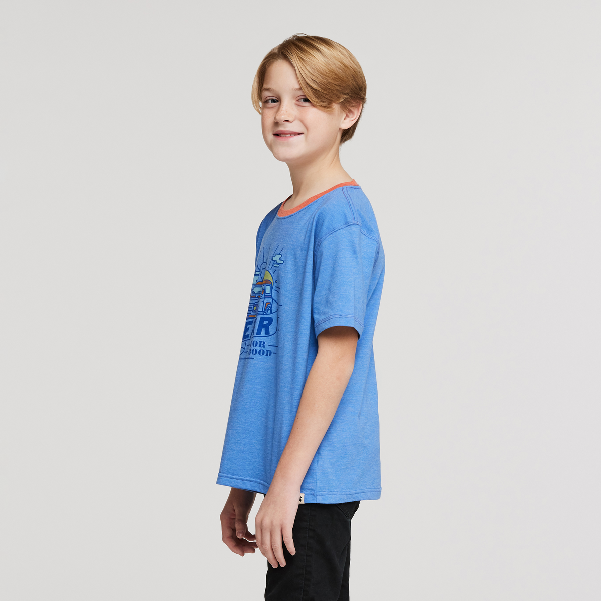 Are We There Yet Organic T-Shirt - Kids', Lupine, Model Dax