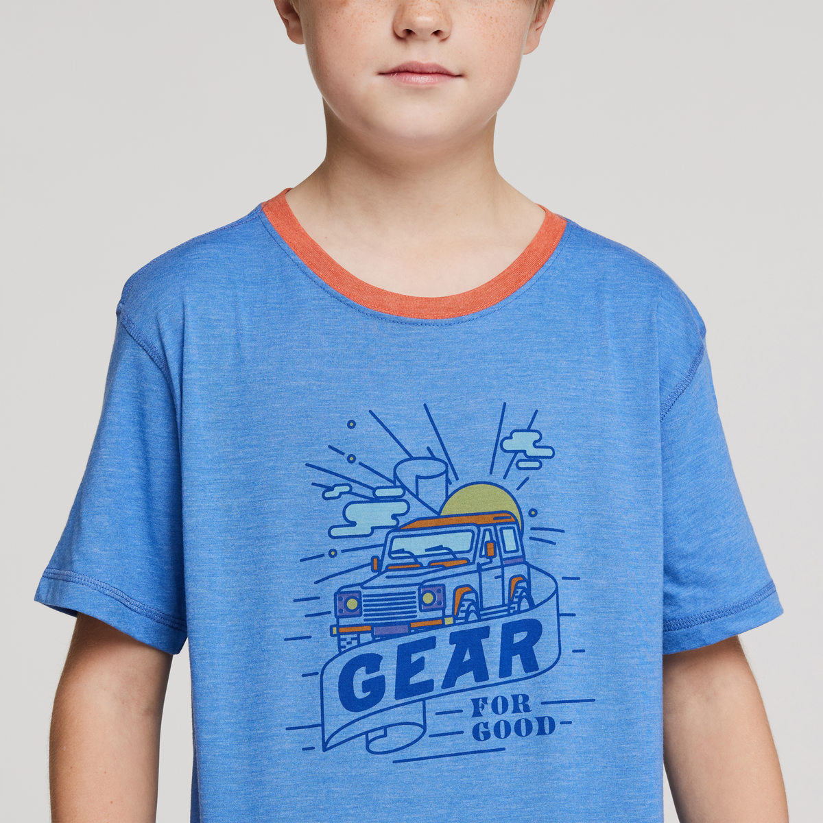 Are We There Yet Organic T-Shirt - Kids', Lupine, Model Dax
