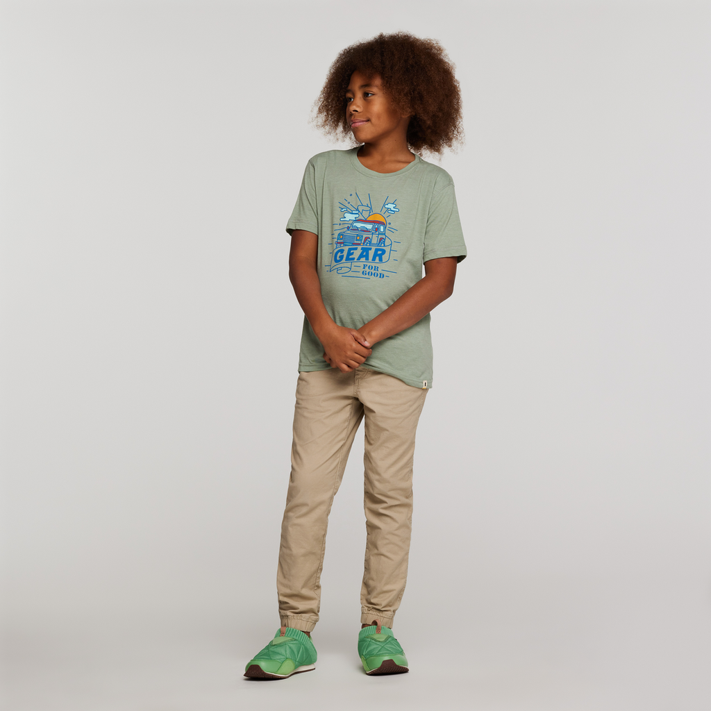 Are We There Yet Organic T-Shirt - Kids', Silver Leaf, Model Isaiah
