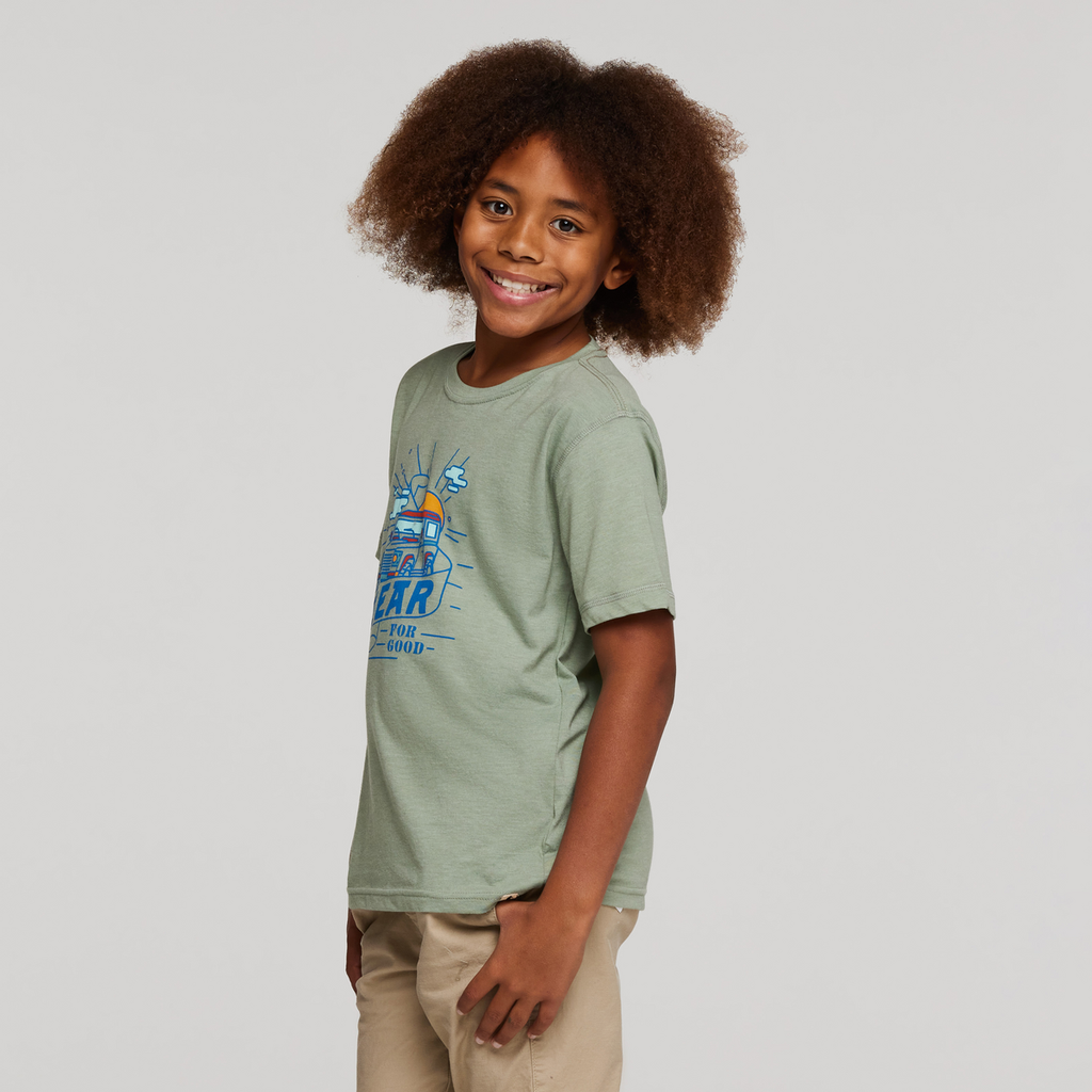 Are We There Yet Organic T-Shirt - Kids', Silver Leaf, Model Isaiah