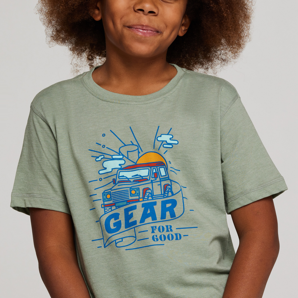 Are We There Yet Organic T-Shirt - Kids', Silver Leaf, Model Isaiah