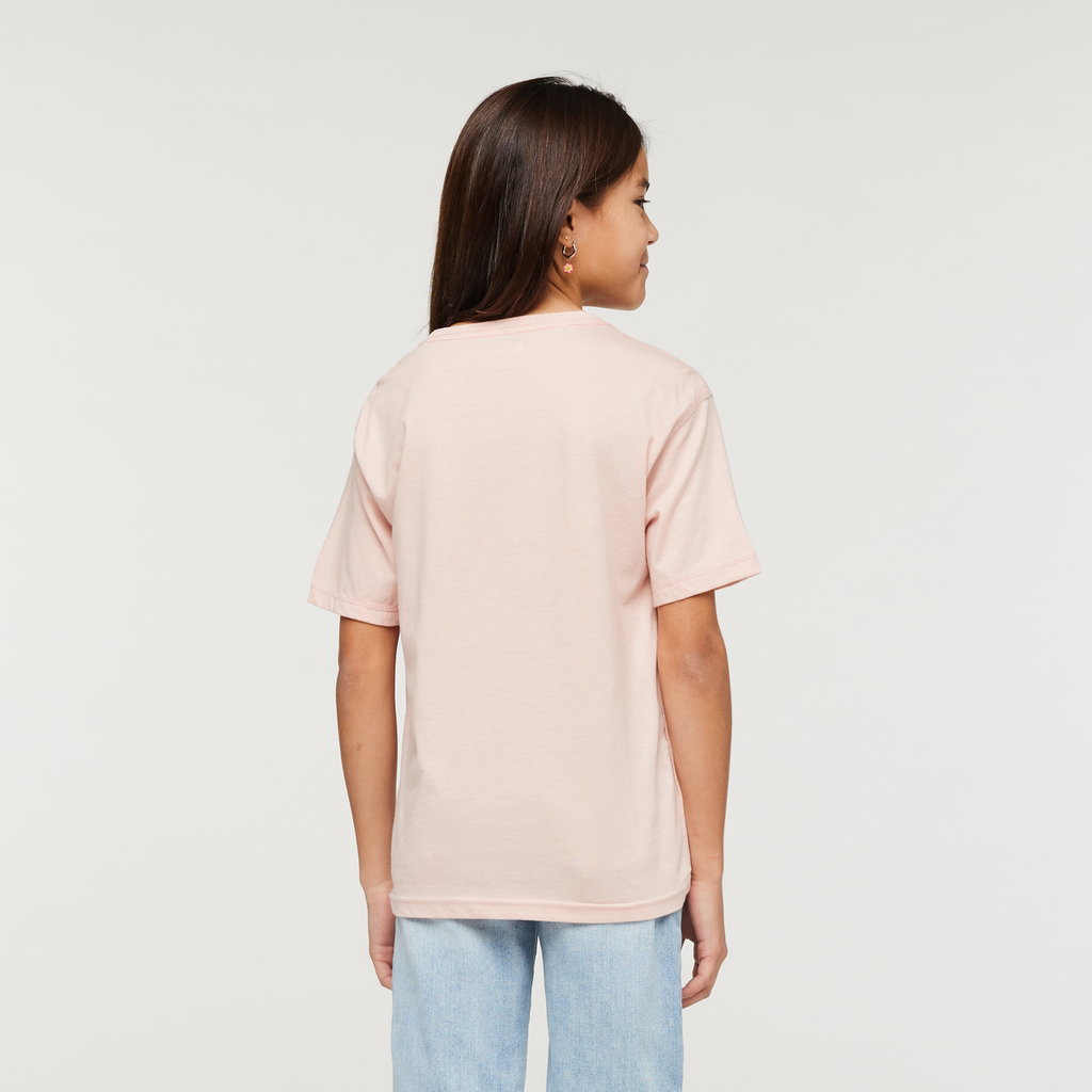 Are We There Yet Organic T-Shirt - Kids', Sand, Model Scarlett