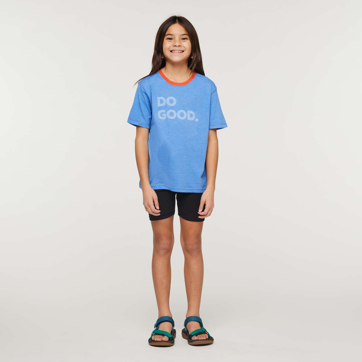 Do Good Organic T-Shirt - Kids', Lupine, Model Scarlett