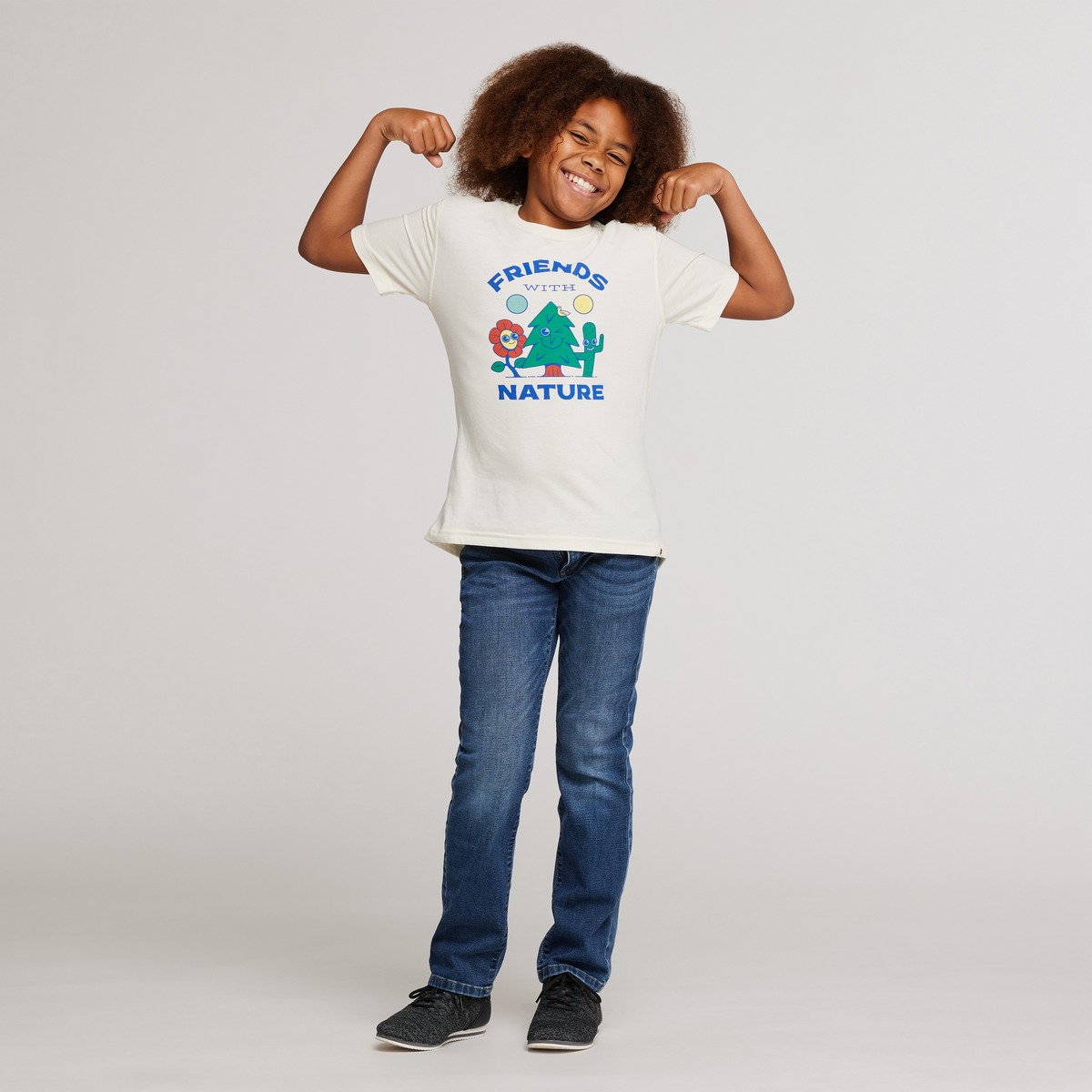 Friends with Nature Organic T-Shirt - Kids', Bone, Model Isaiah