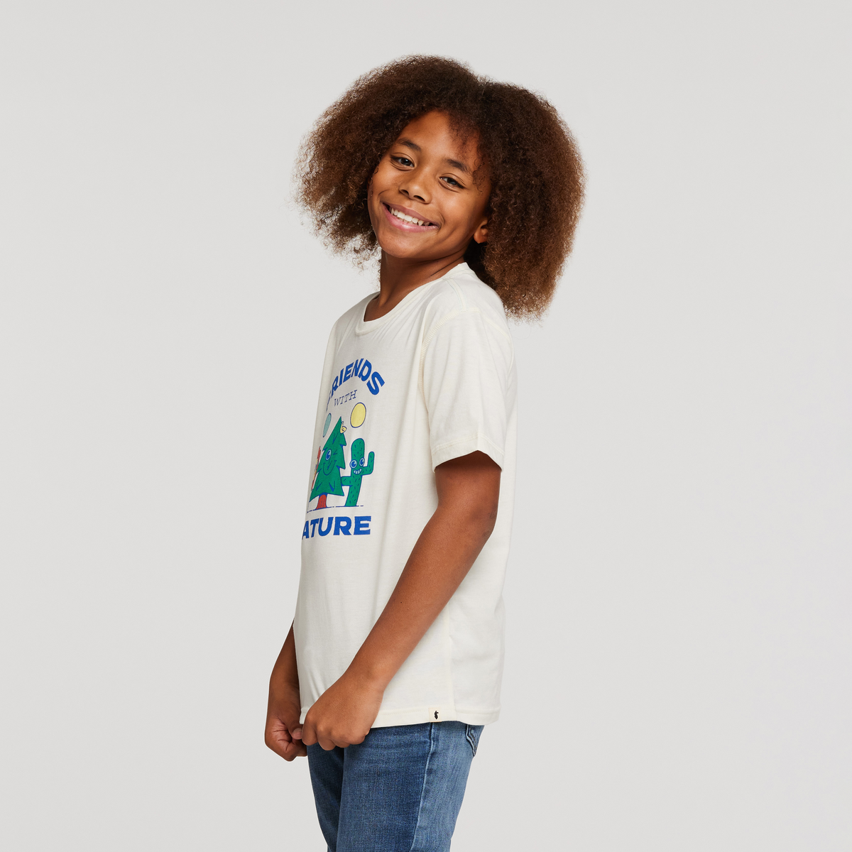 Friends with Nature Organic T-Shirt - Kids', Bone, Model Isaiah