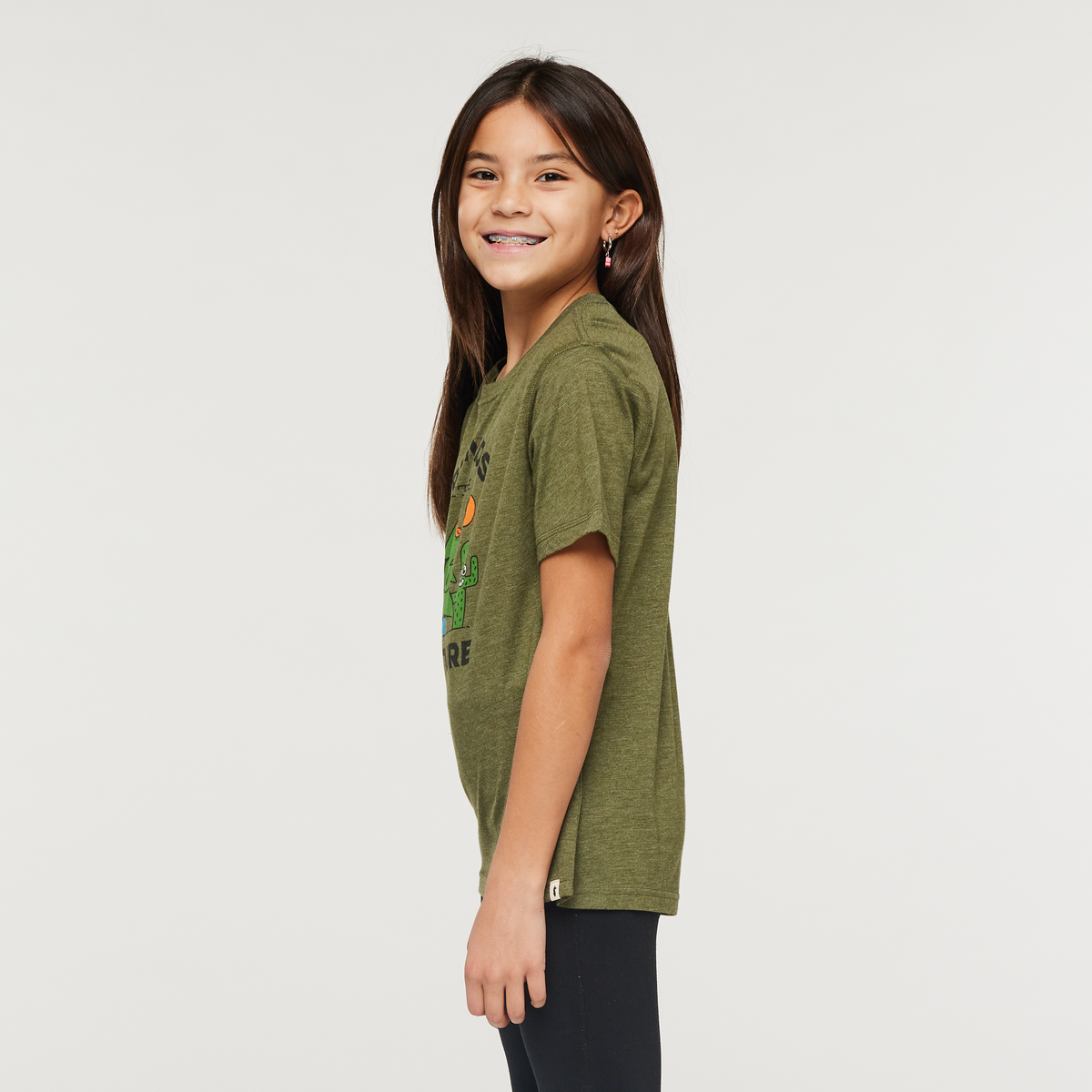 Friends with Nature Organic T-Shirt - Kids', Pine, Model Scarlett