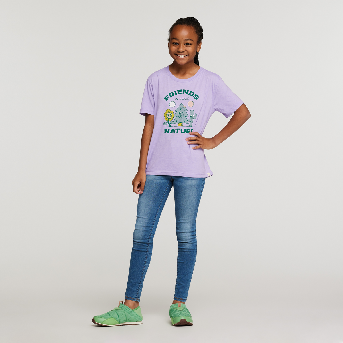Friends with Nature Organic T-Shirt - Kids', Thistle, Model Adelina