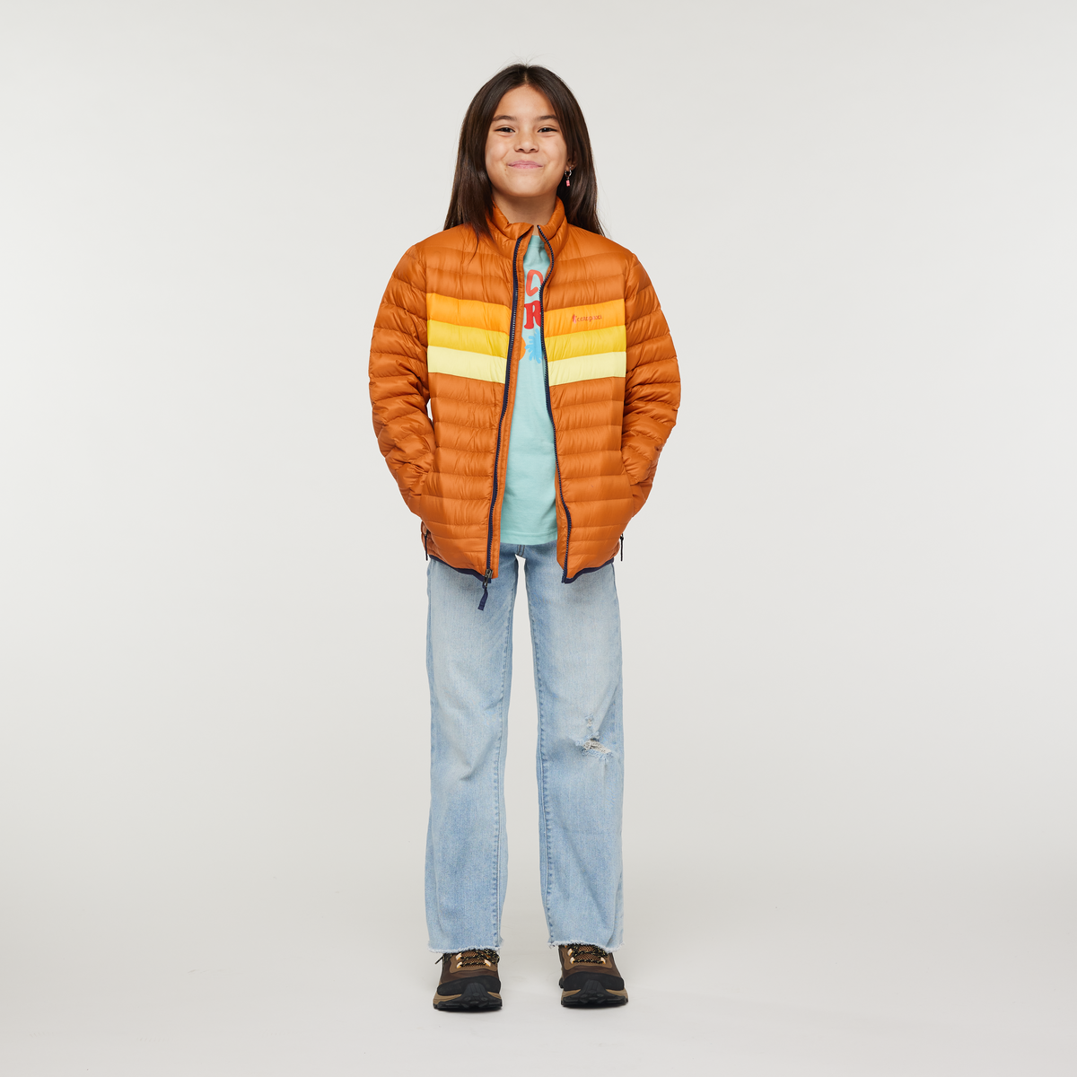 Fuego Down Jacket - Kids', Mezcal, Model Scarlett