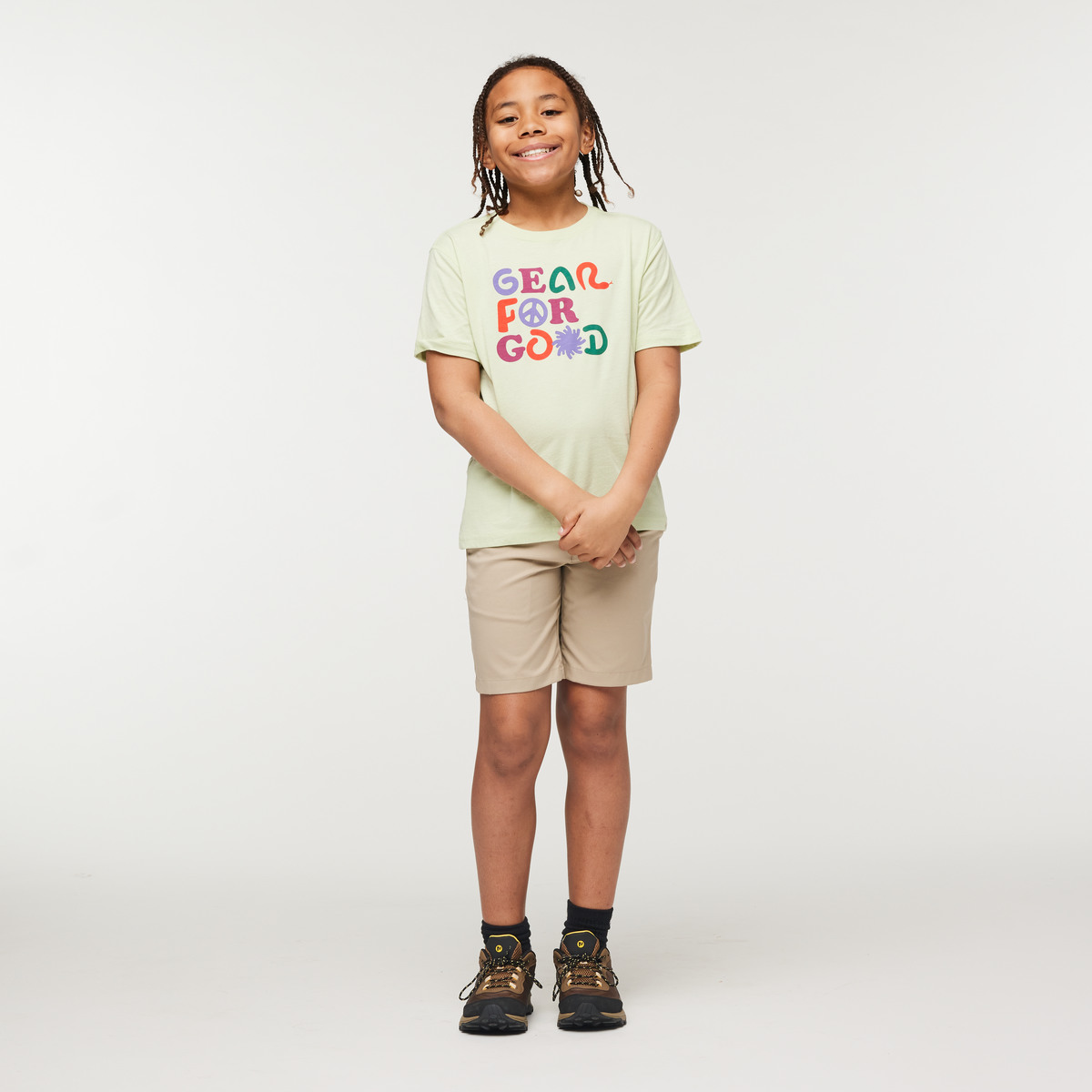 Gear for Good Organic T-Shirt - Kids', Lichen, Model Isaiah