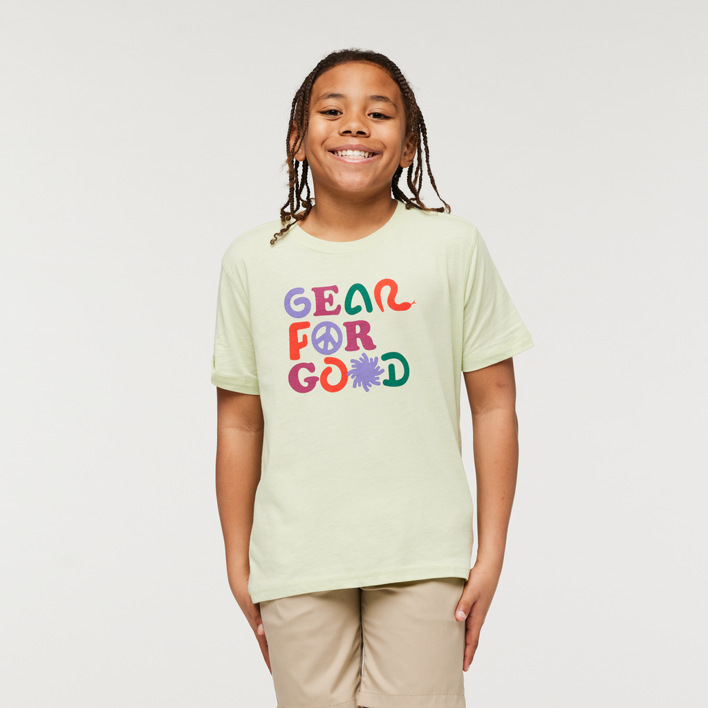Gear for Good Organic T-Shirt - Kids', Lichen, Model Isaiah