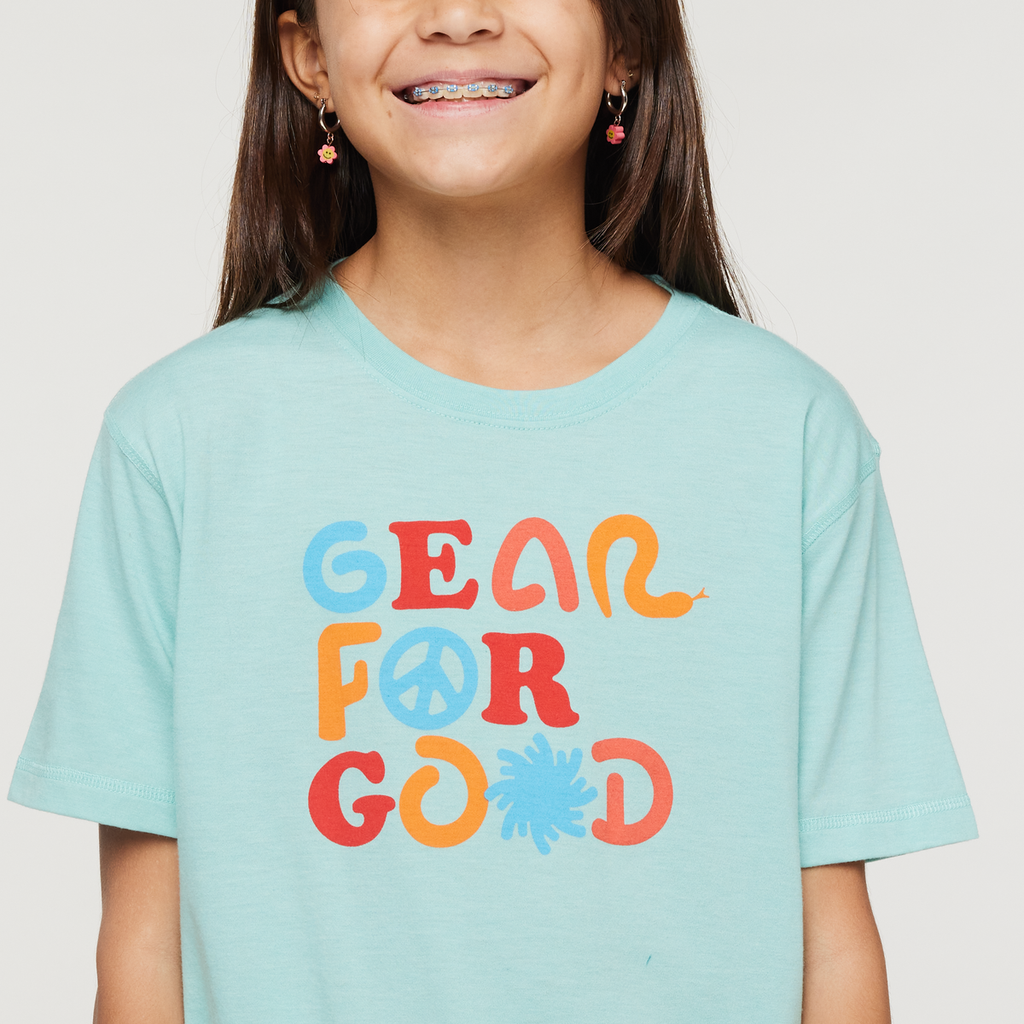Gear for Good Organic T-Shirt - Kids', Sea Glass, Model Scarlett