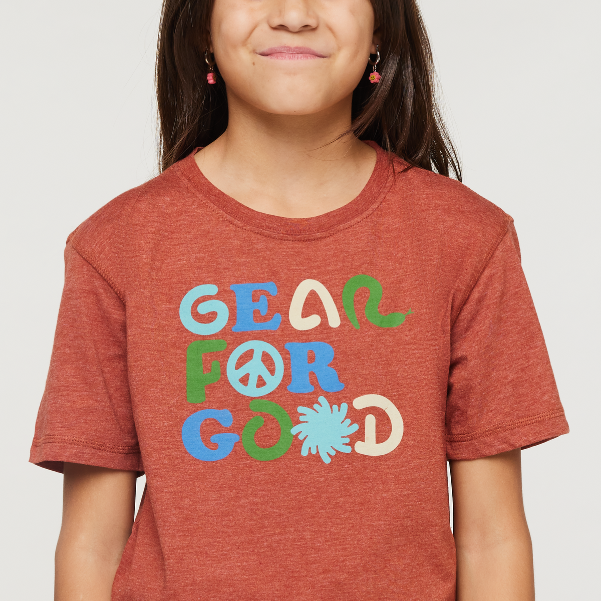 Gear for Good Organic T-Shirt - Kids', Spice, Model Scarlett