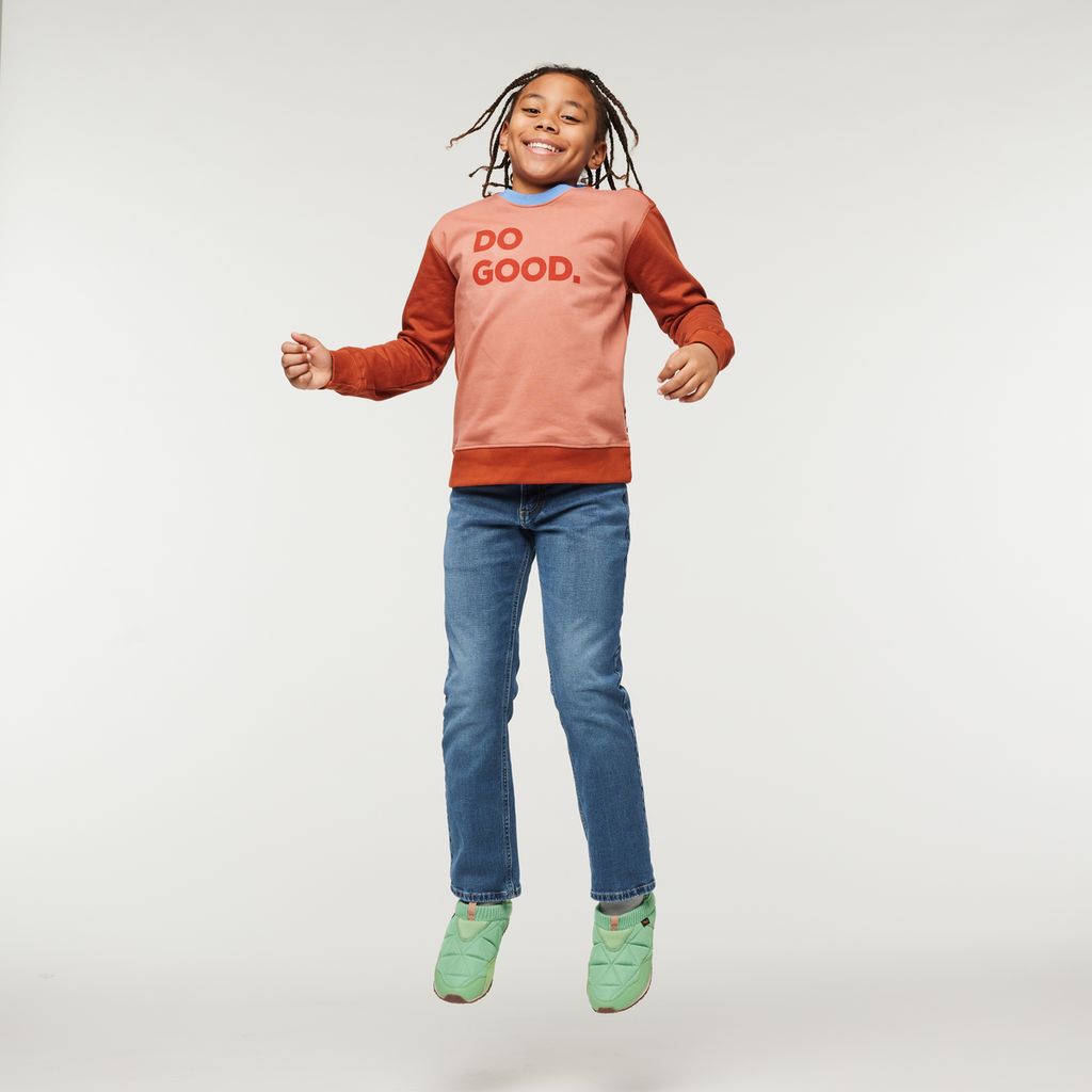 Do Good Organic Crew Sweatshirt - Kids', Earthen/Spice, Model Isaiah