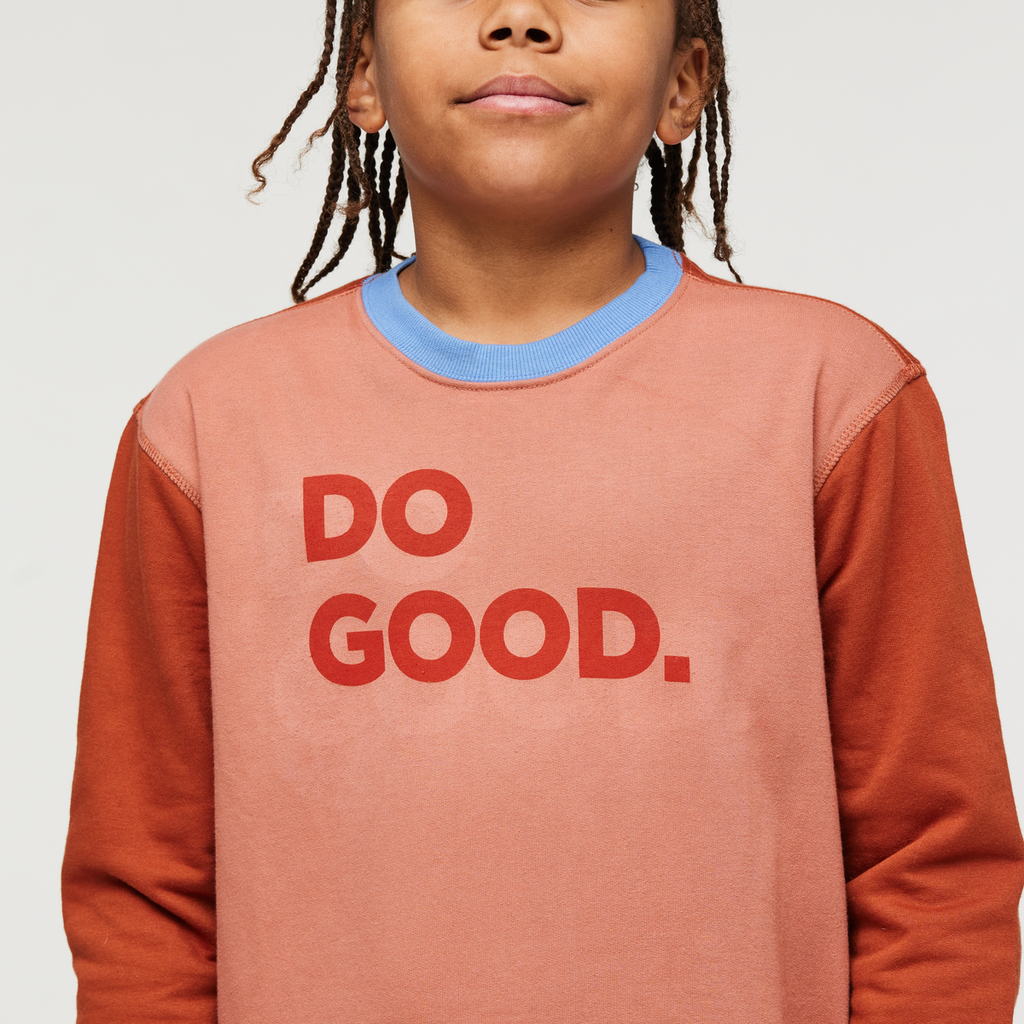 Do Good Organic Crew Sweatshirt - Kids', Earthen/Spice, Model Isaiah