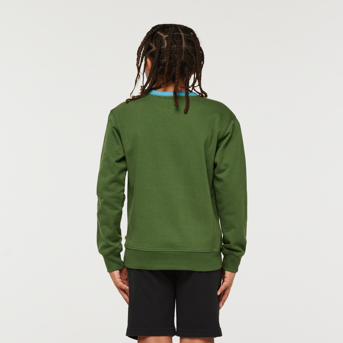 Do Good Organic Crew Sweatshirt - Kids', Forest, Model Isaiah
