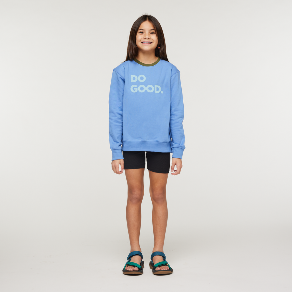 Do Good Organic Crew Sweatshirt - Kids', Lupine, Model Scarlett