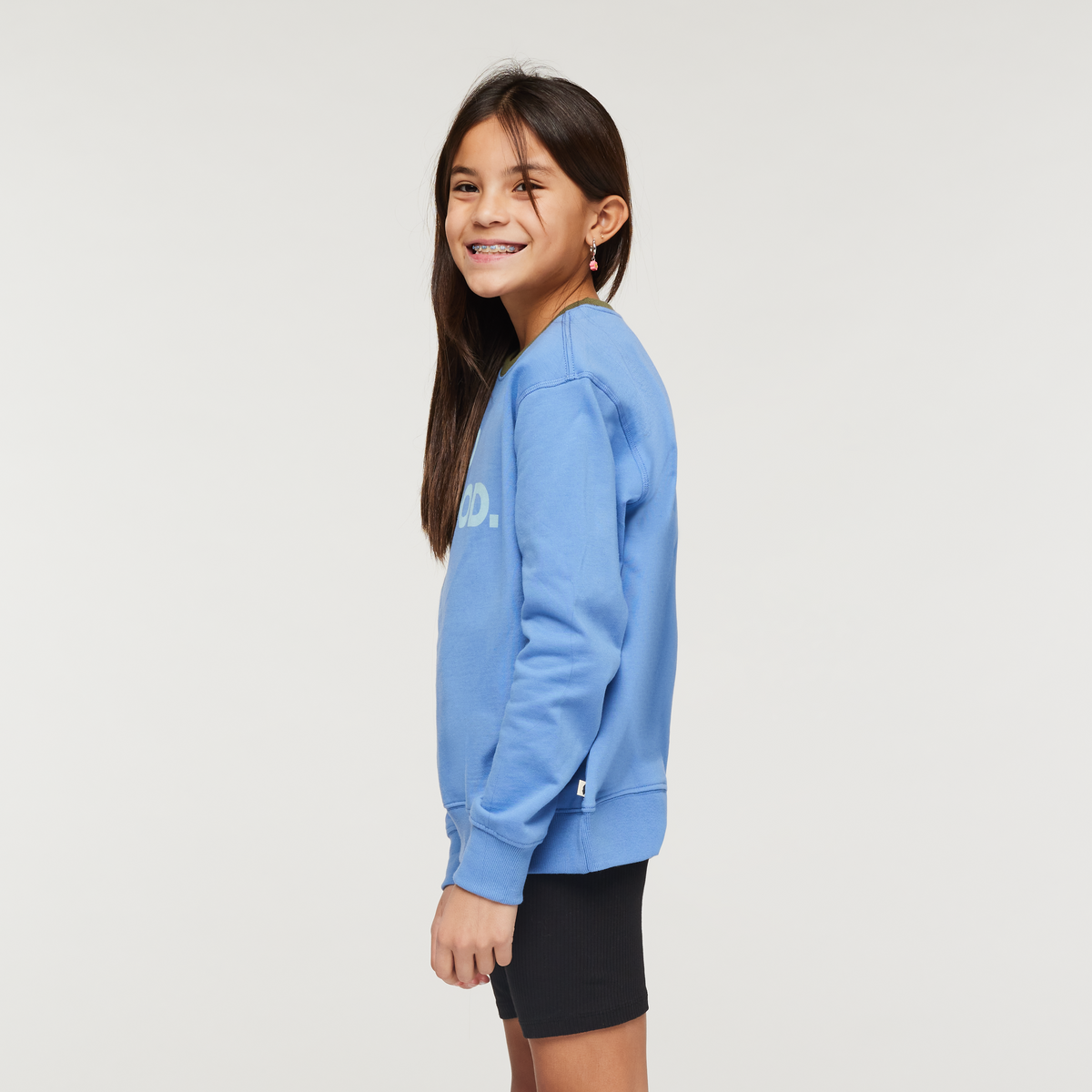 Do Good Organic Crew Sweatshirt - Kids', Lupine, Model Scarlett