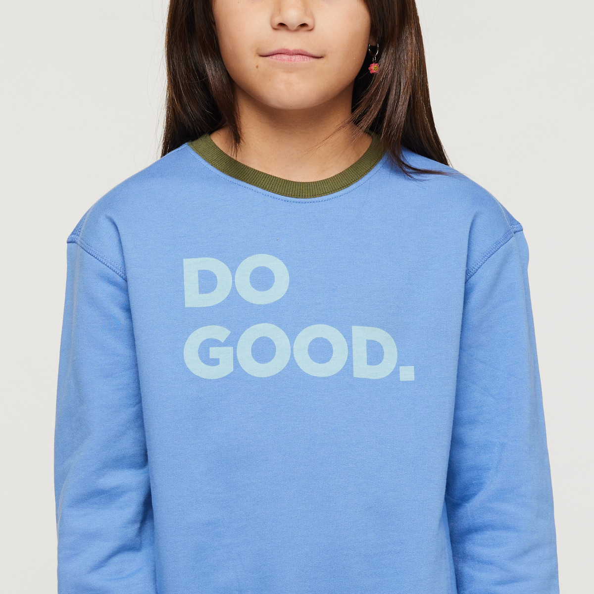 Do Good Organic Crew Sweatshirt - Kids', Lupine, Model Scarlett