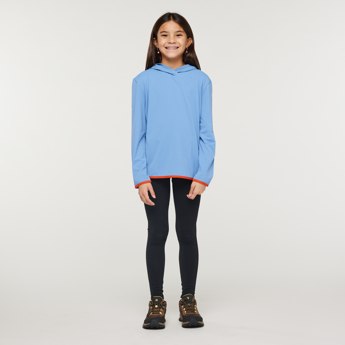 Sombra Sun Hoodie - Kids', Lupine, Model Scarlett